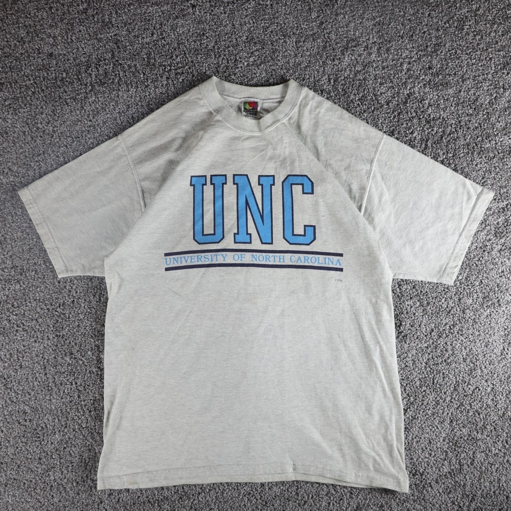 Vintage 1994 UNC Tar Heels T Shirt Men's Large Fruit of the Loom College Gray